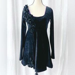 Black velvet hand made one of a kind dress